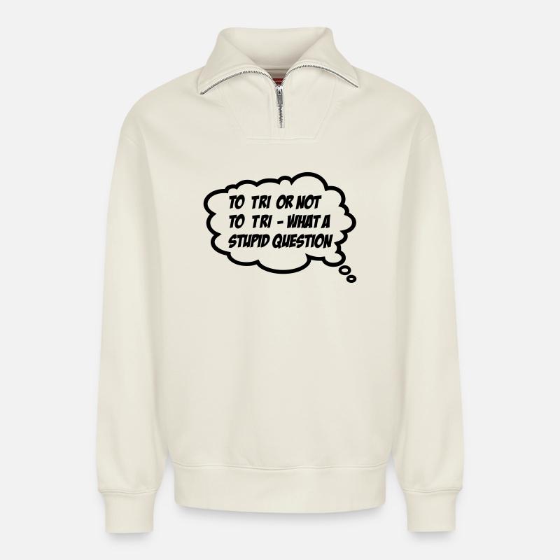 triathlon - Relaxed Unisex Organic Half Zip Sweatshirt – by SPREAD - off white