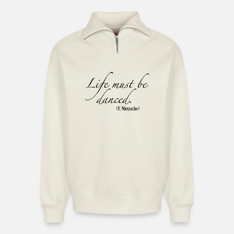 tanzen - Relaxed Unisex Organic Half Zip Sweatshirt – von SPREAD - Naturweiß