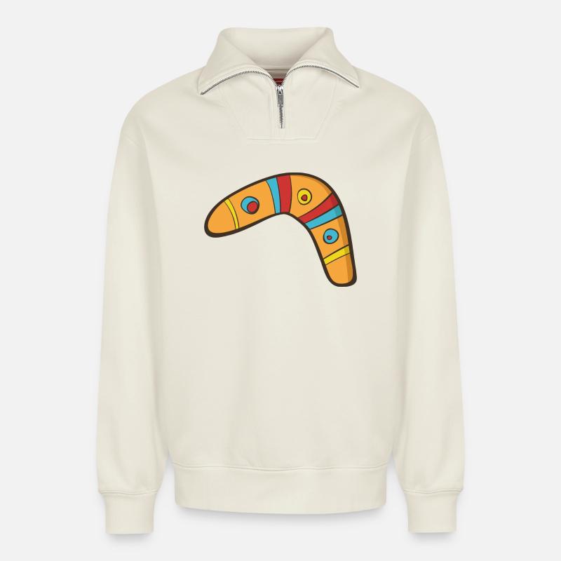 Bumerang - Relaxed Unisex Organic Half Zip Sweatshirt – von SPREAD - Naturweiß