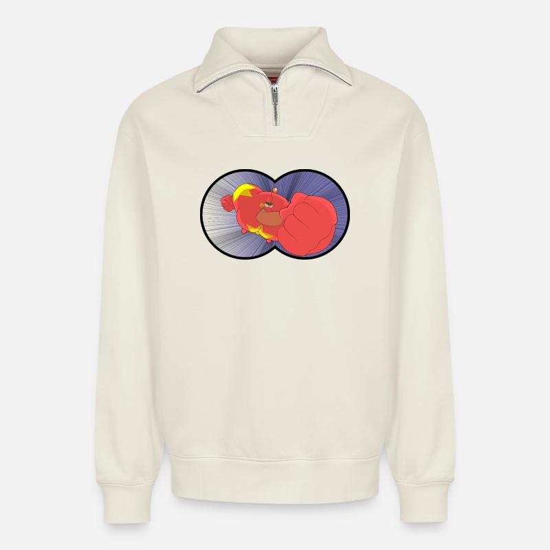 Captain Biceps - Relaxed Unisex Organic Half Zip Sweatshirt – by SPREAD - off white