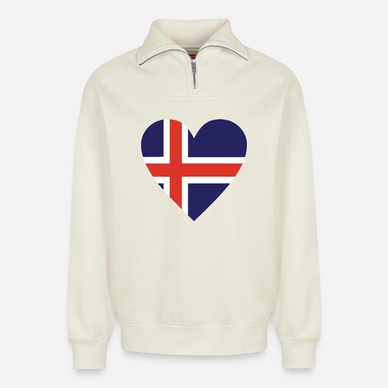 Island - Relaxed Unisex Organic Half Zip Sweatshirt – von SPREAD - Naturweiß
