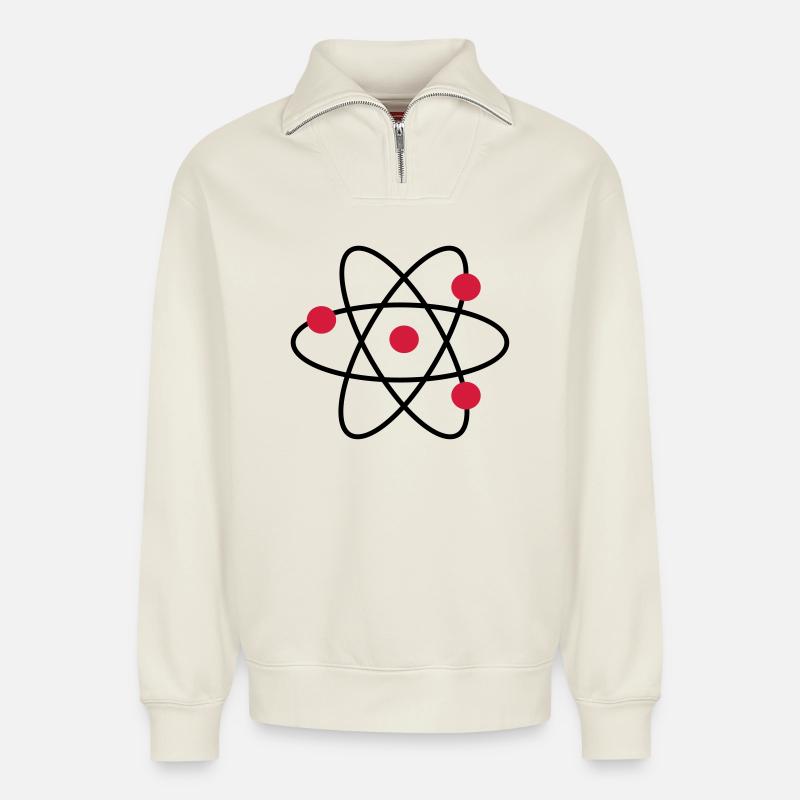 atom - Relaxed Unisex Organic Half Zip Sweatshirt – by SPREAD - off white
