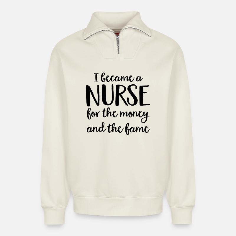 Krankenschwester - Relaxed Unisex Organic Half Zip Sweatshirt – von SPREAD - Naturweiß