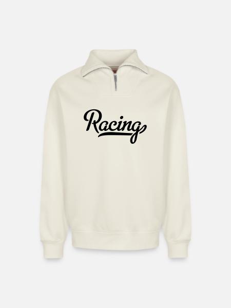 6061912 121984375 racing - Relaxed Unisex Organic Half Zip Sweatshirt – by SPREAD - off white