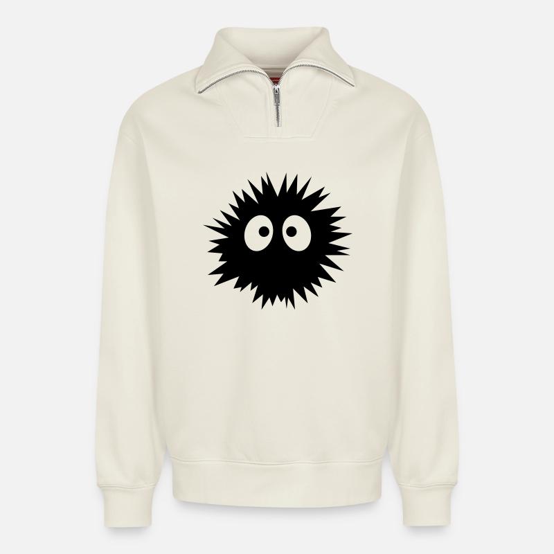 Wusel Explosion - Relaxed Unisex Organic Half Zip Sweatshirt – von SPREAD - Naturweiß