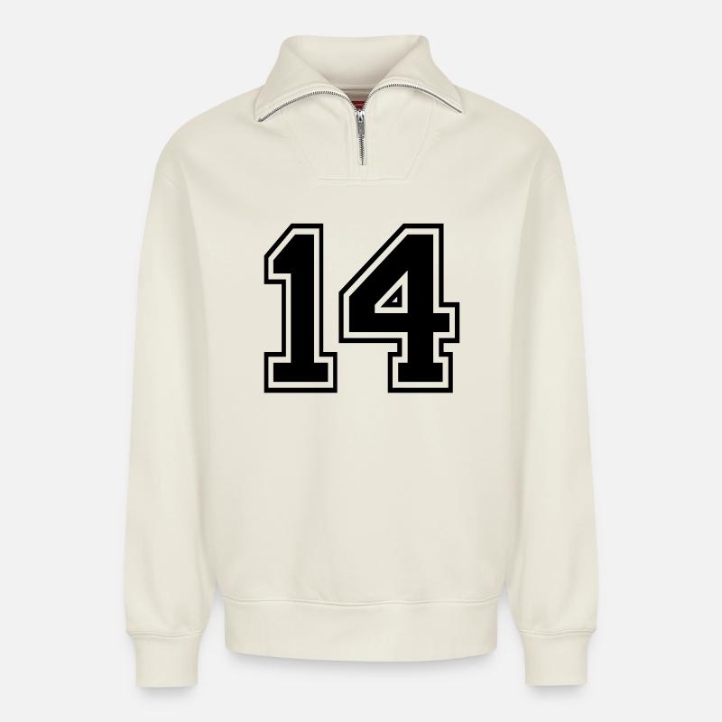 14 - Sweat unisexe décontracté en coton biologique à demi-zip – de SPREAD - blanc cassé