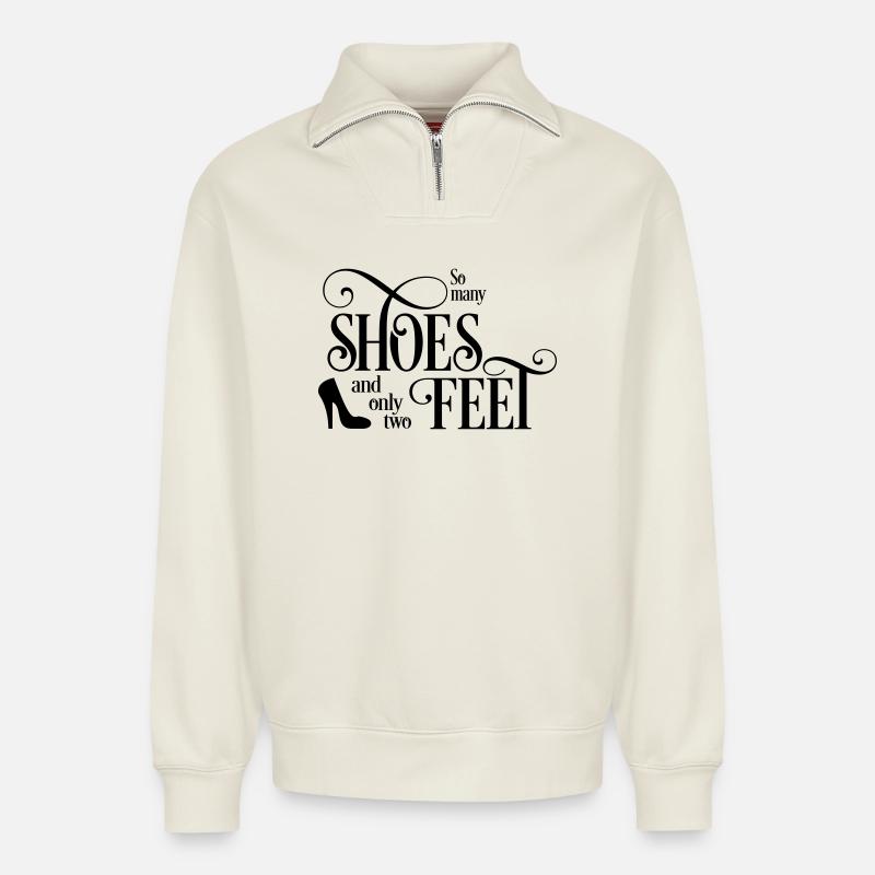 Chaussures - Sweat unisexe décontracté en coton biologique à demi-zip – de SPREAD - blanc cassé