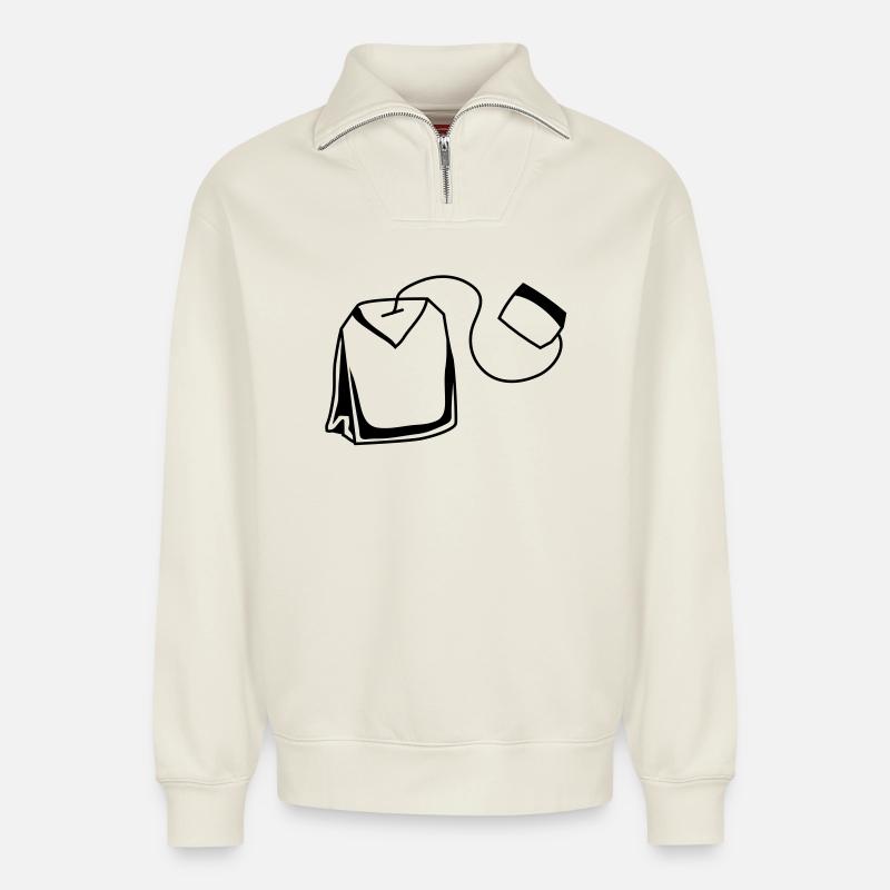 teebeutel - Relaxed Unisex Organic Half Zip Sweatshirt – von SPREAD - Naturweiß