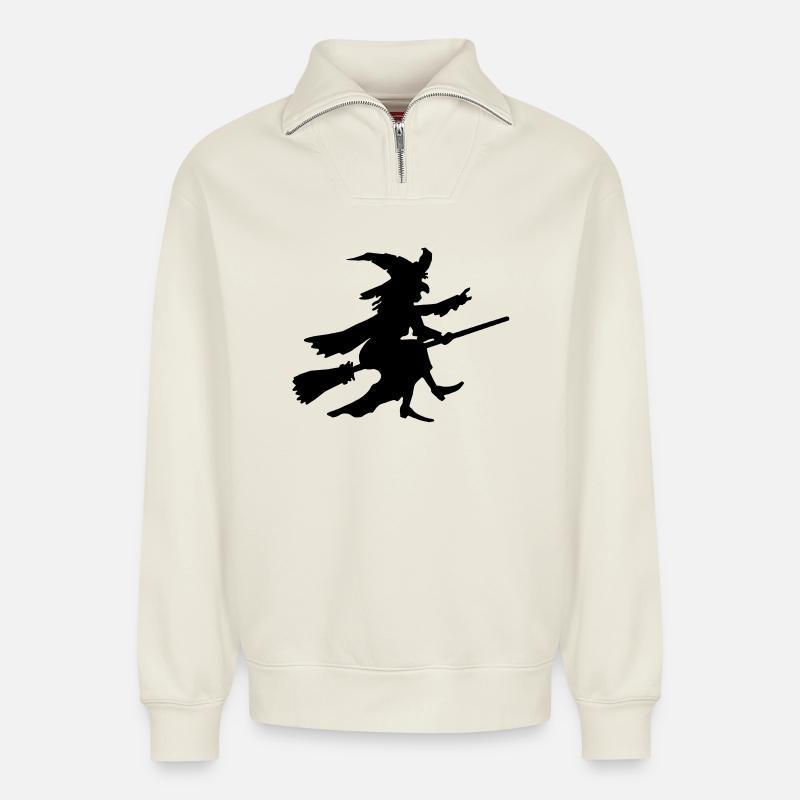 Witch 3 - Relaxed Unisex Organic Half Zip Sweatshirt – by SPREAD - off white