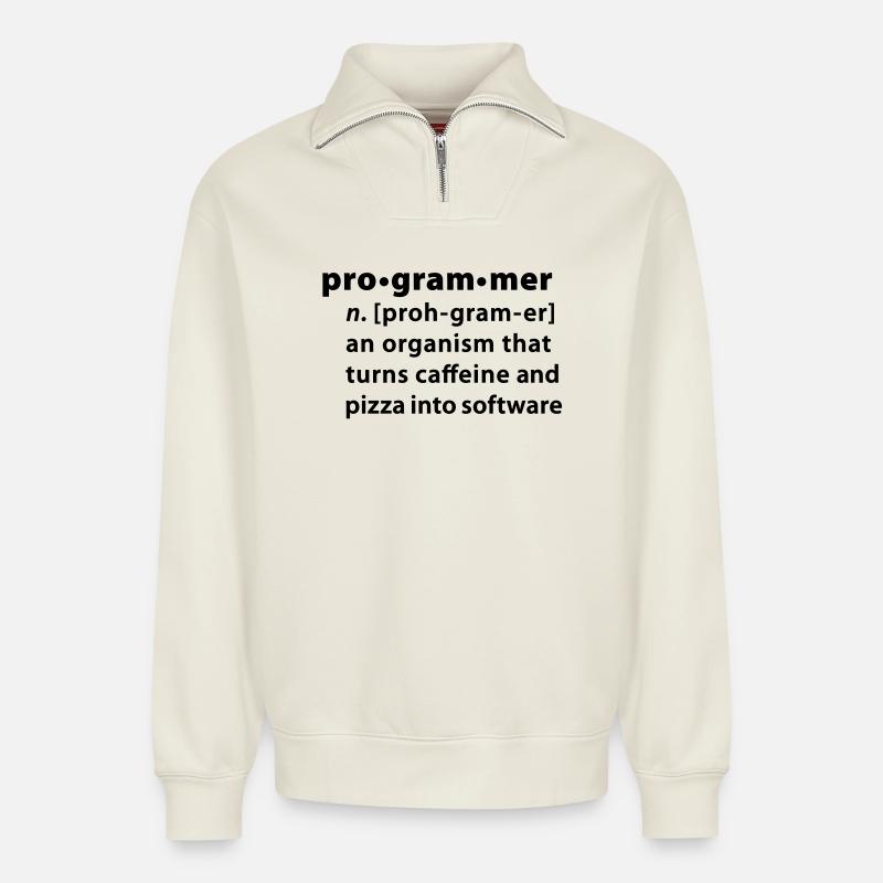 Program definition - the definition Programmer - Relaxed Unisex Organic Half Zip Sweatshirt – by SPREAD - off white