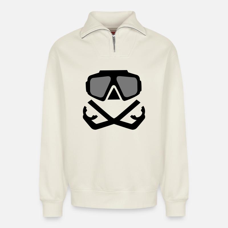 dive - Relaxed Unisex Organic Half Zip Sweatshirt – by SPREAD - off white