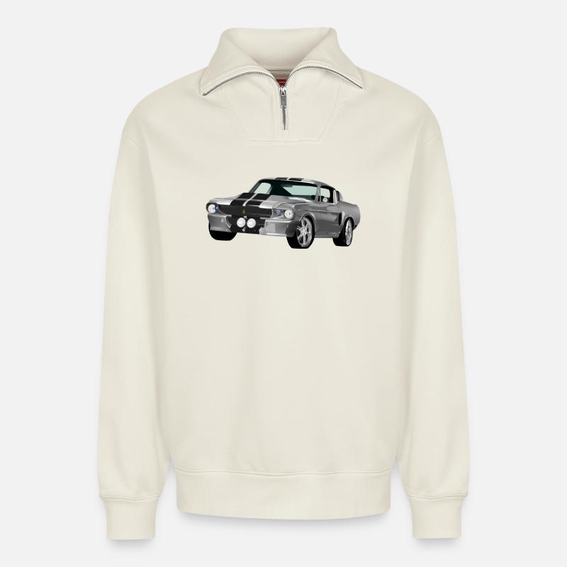 Auto - Relaxed Unisex Organic Half Zip Sweatshirt – von SPREAD - Naturweiß