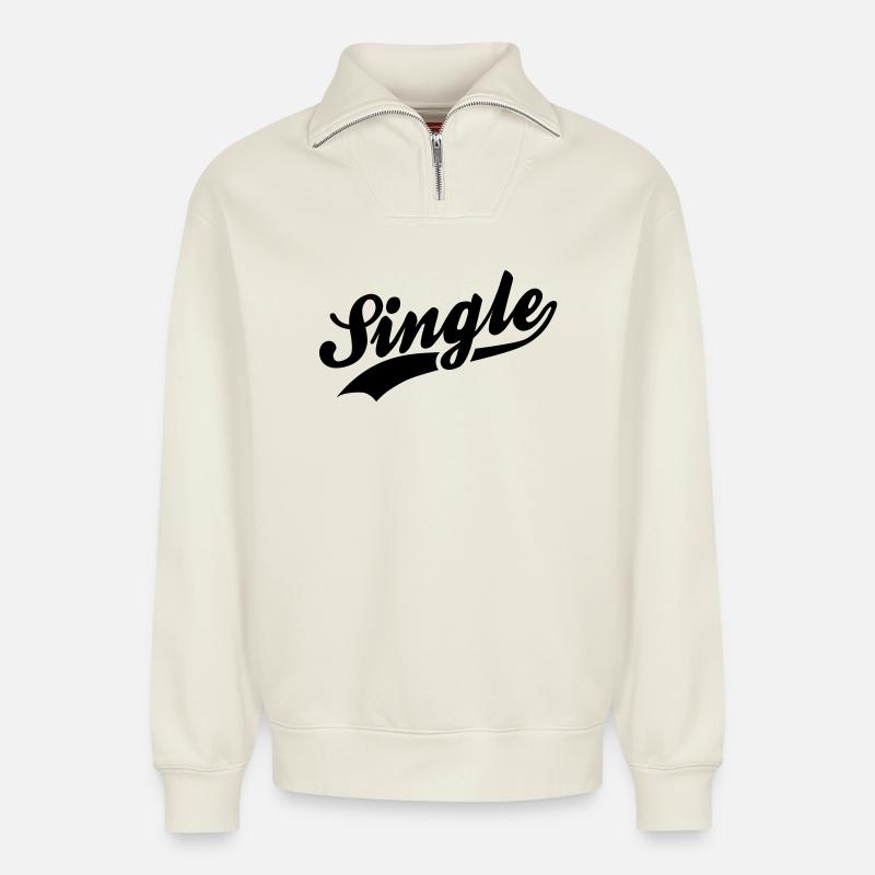 Simple - Sweat unisexe décontracté en coton biologique à demi-zip – de SPREAD - blanc cassé