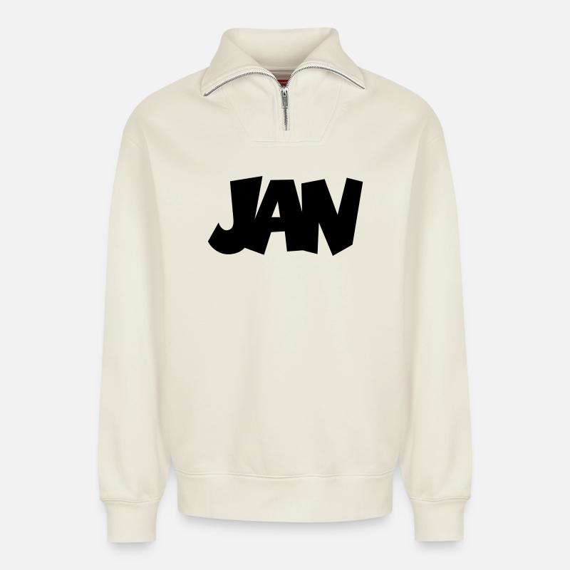 Jan - Relaxed Unisex Organic Half Zip Sweatshirt – by SPREAD - off white