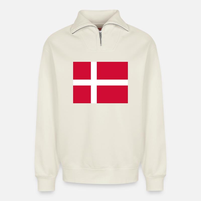 Dänemark - Relaxed Unisex Organic Half Zip Sweatshirt – von SPREAD - Naturweiß