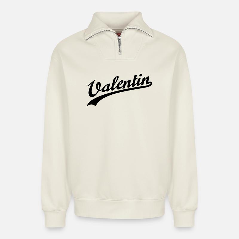Valentin - Relaxed Unisex Organic Half Zip Sweatshirt – von SPREAD - Naturweiß