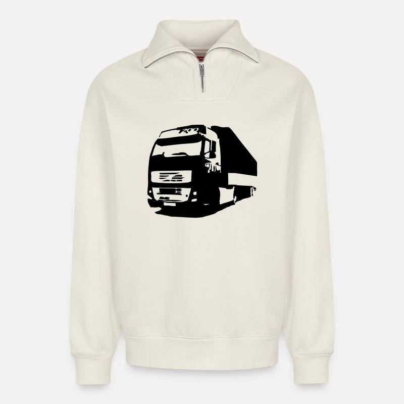 truck - Relaxed Unisex Organic Half Zip Sweatshirt – von SPREAD - Naturweiß