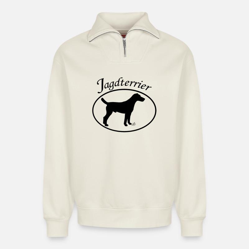 Jagdterrier - Relaxed Unisex Organic Half Zip Sweatshirt – von SPREAD - Naturweiß