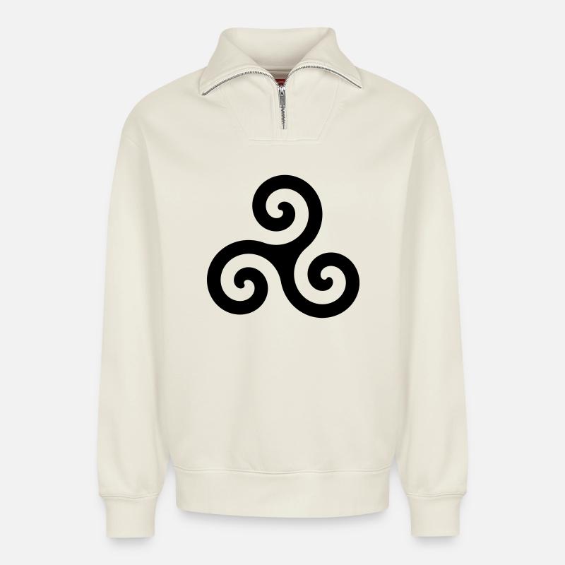 Brittany - Relaxed Unisex Organic Half Zip Sweatshirt – by SPREAD - off white