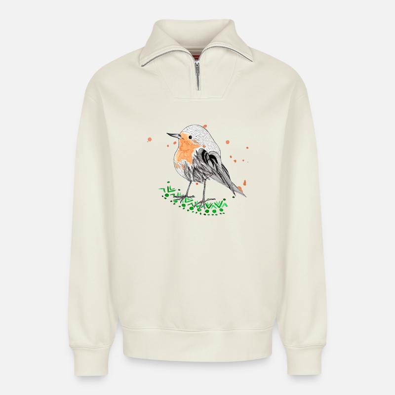 Robin - Relaxed Unisex Organic Half Zip Sweatshirt – by SPREAD - off white