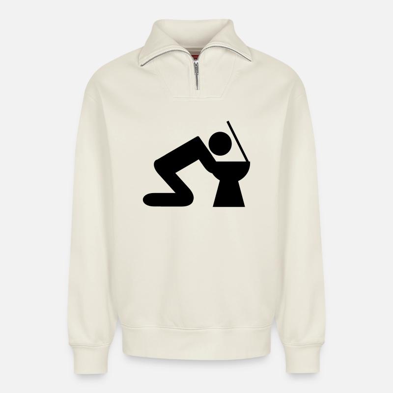 übergeben - Relaxed Unisex Organic Half Zip Sweatshirt – von SPREAD - Naturweiß
