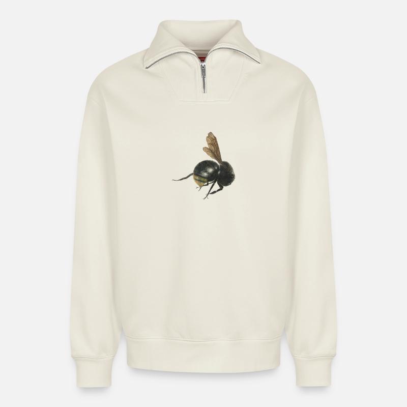 Hummel - Relaxed Unisex Organic Half Zip Sweatshirt – von SPREAD - Naturweiß