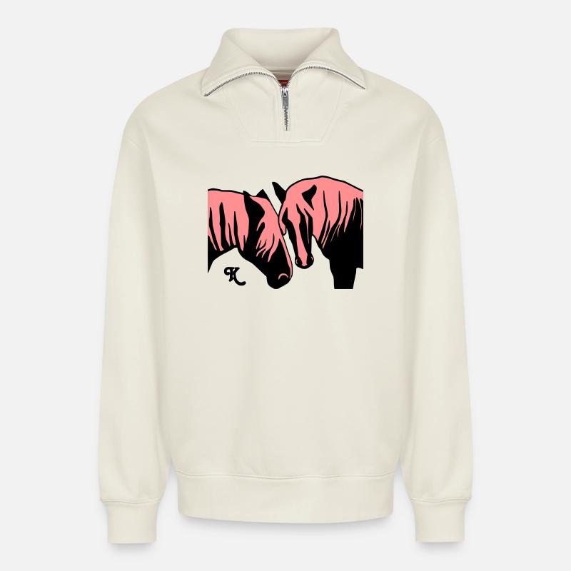 schwarzwald_maedels_grau - Relaxed Unisex Organic Half Zip Sweatshirt – von SPREAD - Naturweiß