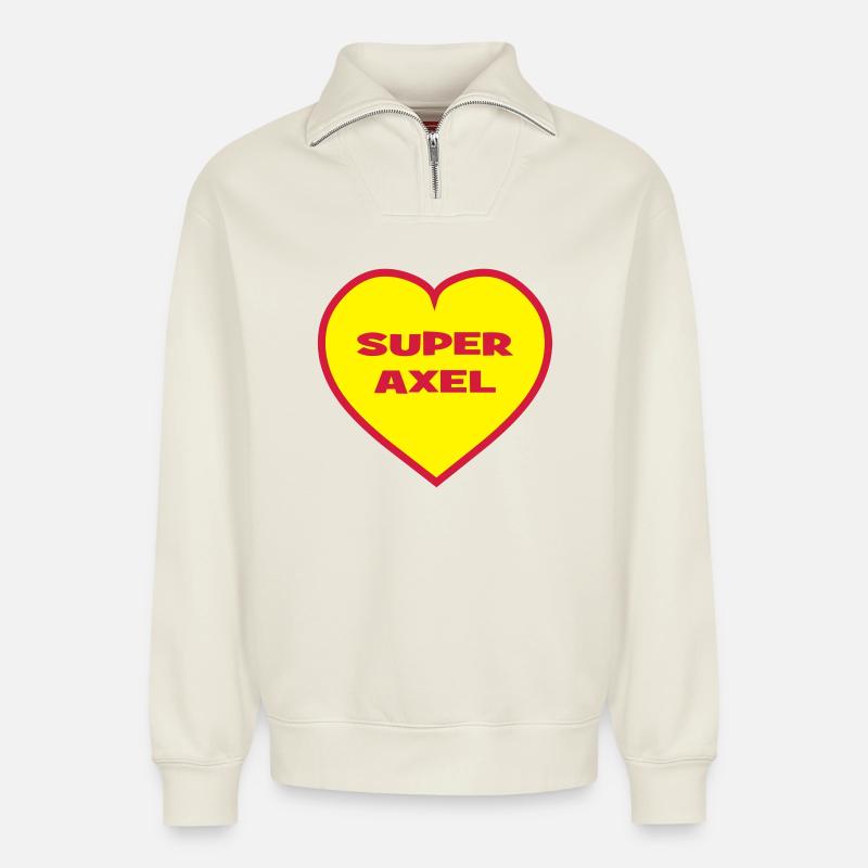 Super-Axel - Relaxed Unisex Organic Half Zip Sweatshirt – von SPREAD - Naturweiß
