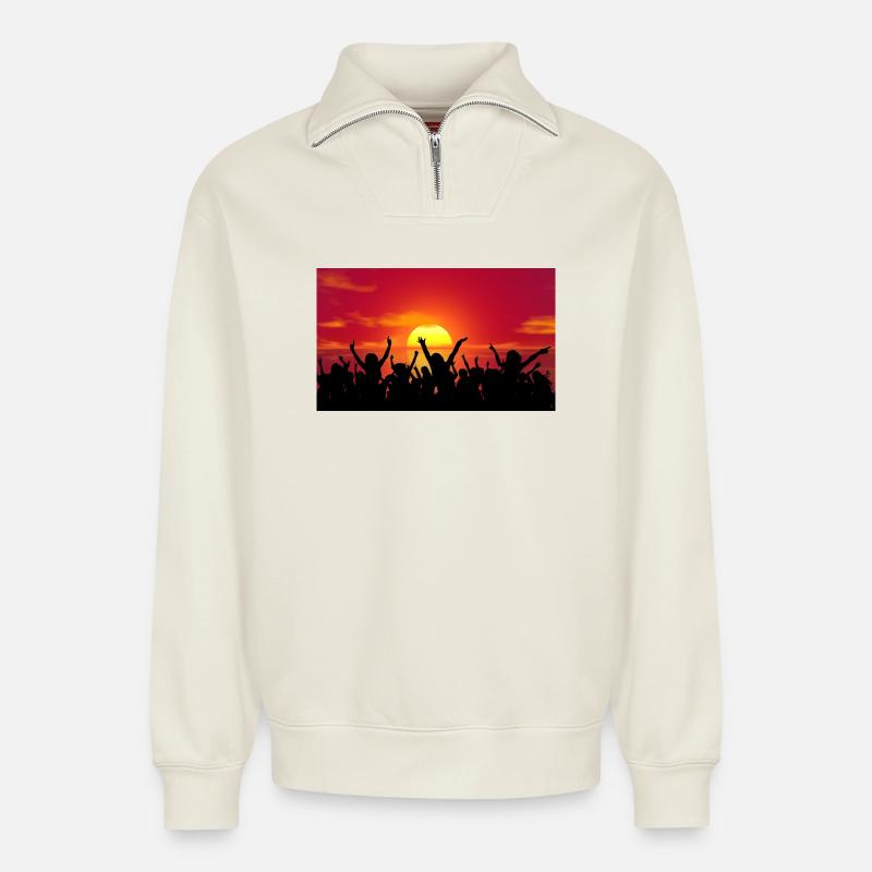 Feier - Relaxed Unisex Organic Half Zip Sweatshirt – von SPREAD - Naturweiß