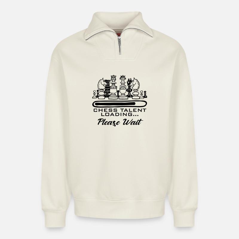 schach - Relaxed Unisex Organic Half Zip Sweatshirt – von SPREAD - Naturweiß