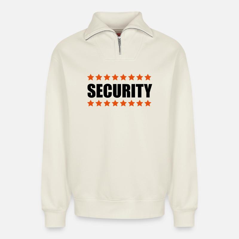 Security - Relaxed Unisex Organic Half Zip Sweatshirt – by SPREAD - off white