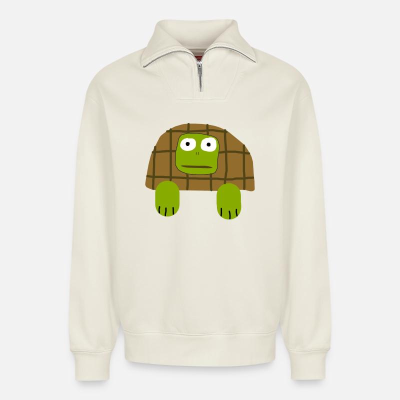 Ugly Turtle - Relaxed Unisex Organic Half Zip Sweatshirt – by SPREAD - off white