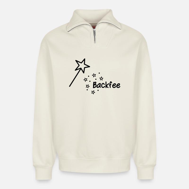 Backfee - Relaxed Unisex Organic Half Zip Sweatshirt – by SPREAD - off white