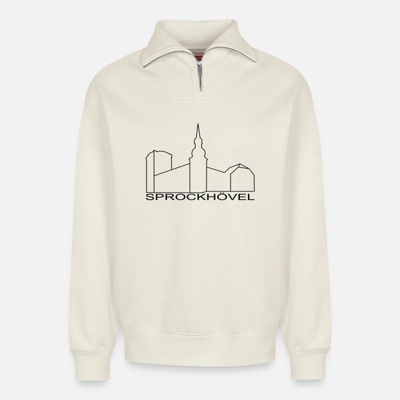Sprockhövel - Relaxed Unisex Organic Half Zip Sweatshirt – von SPREAD - Naturweiß
