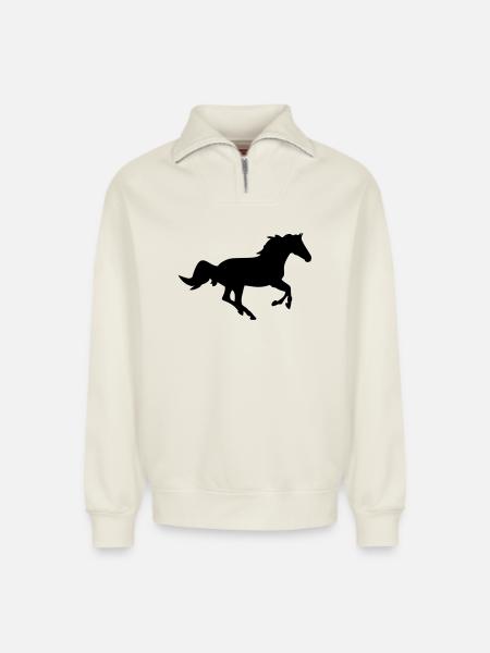 A horse - Relaxed Unisex Organic Half Zip Sweatshirt – by SPREAD - off white