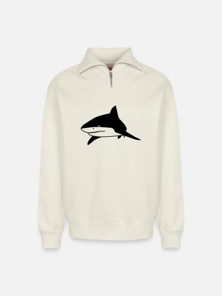 Hai-Tier - Relaxed Unisex Organic Half Zip Sweatshirt – von SPREAD - Naturweiß