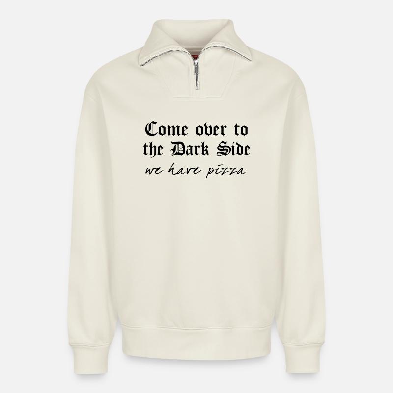 Dark Side - Relaxed Unisex Organic Half Zip Sweatshirt – von SPREAD - Naturweiß
