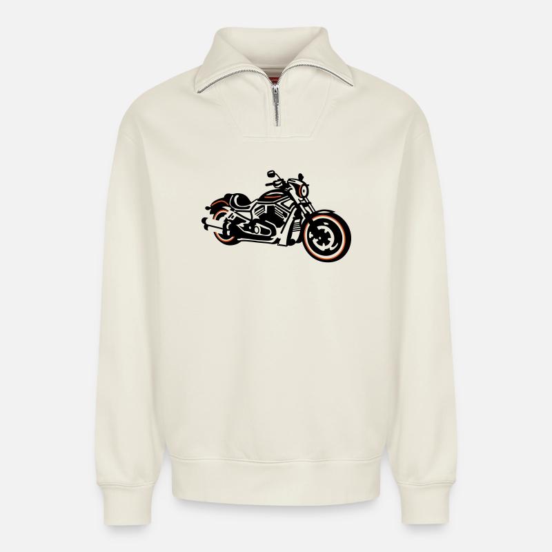 Chopper - Relaxed Unisex Organic Half Zip Sweatshirt – von SPREAD - Naturweiß