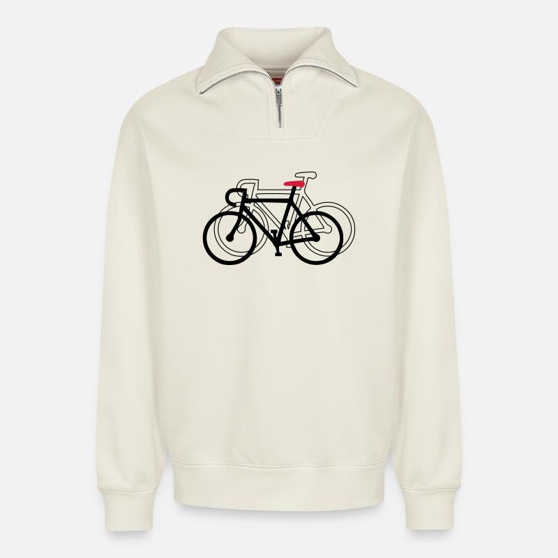 rad - Relaxed Unisex Organic Half Zip Sweatshirt – von SPREAD - Naturweiß
