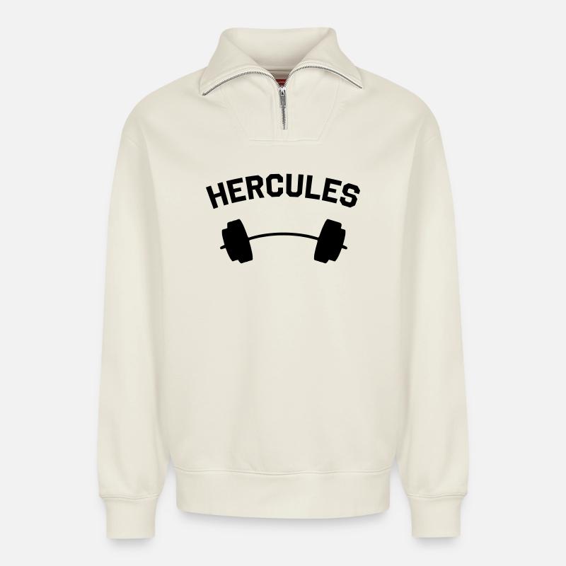 Hercules - Relaxed Unisex Organic Half Zip Sweatshirt – by SPREAD - off white