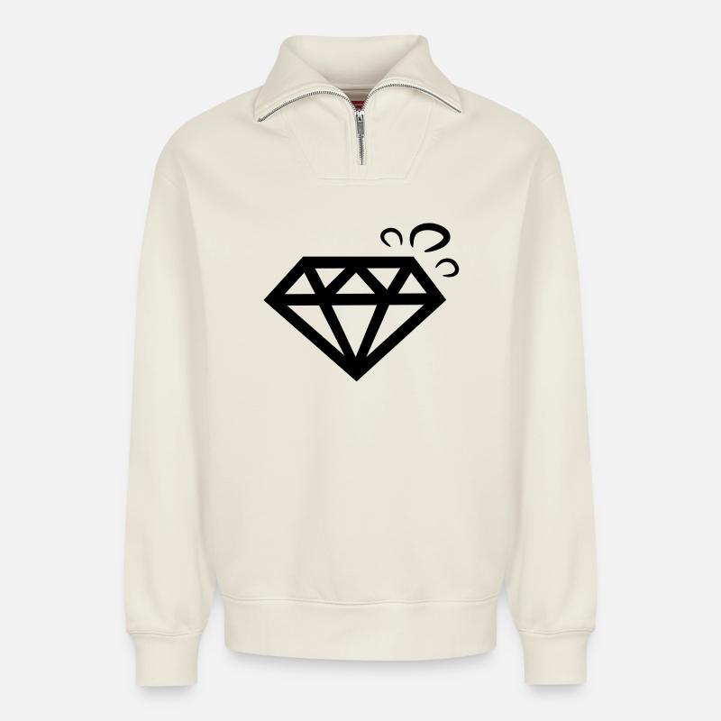 diamant diamond - Relaxed Unisex Organic Half Zip Sweatshirt – von SPREAD - Naturweiß