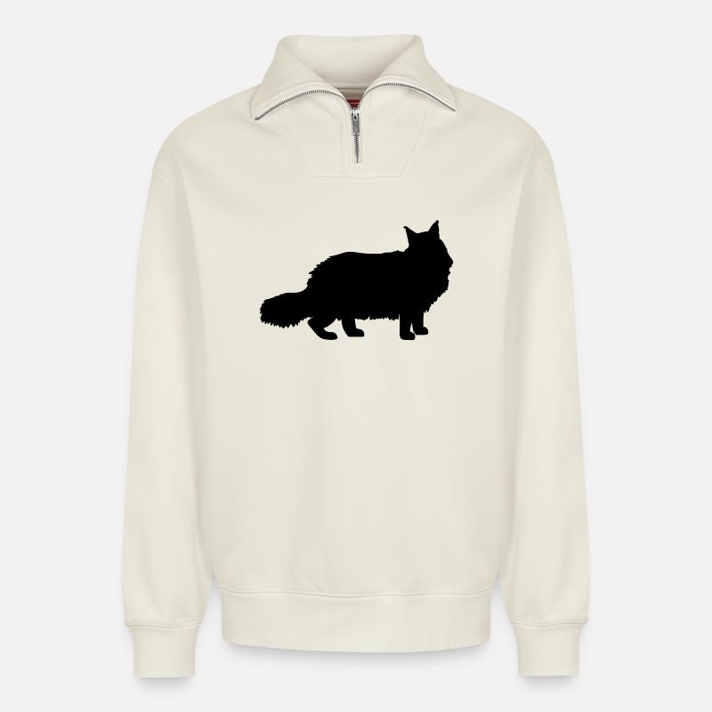 Maine Coon - Relaxed Unisex Organic Half Zip Sweatshirt – von SPREAD - Naturweiß