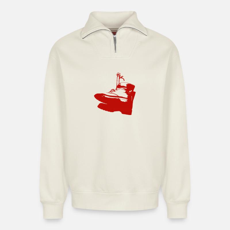 Schuhe - Relaxed Unisex Organic Half Zip Sweatshirt – von SPREAD - Naturweiß