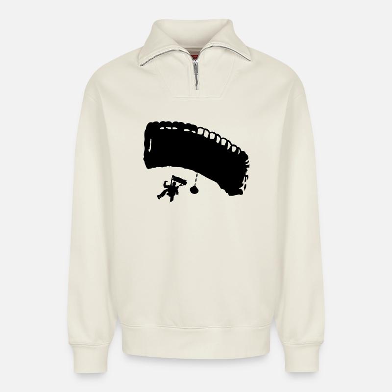 fallschirm_8 - Relaxed Unisex Organic Half Zip Sweatshirt – by SPREAD - off white