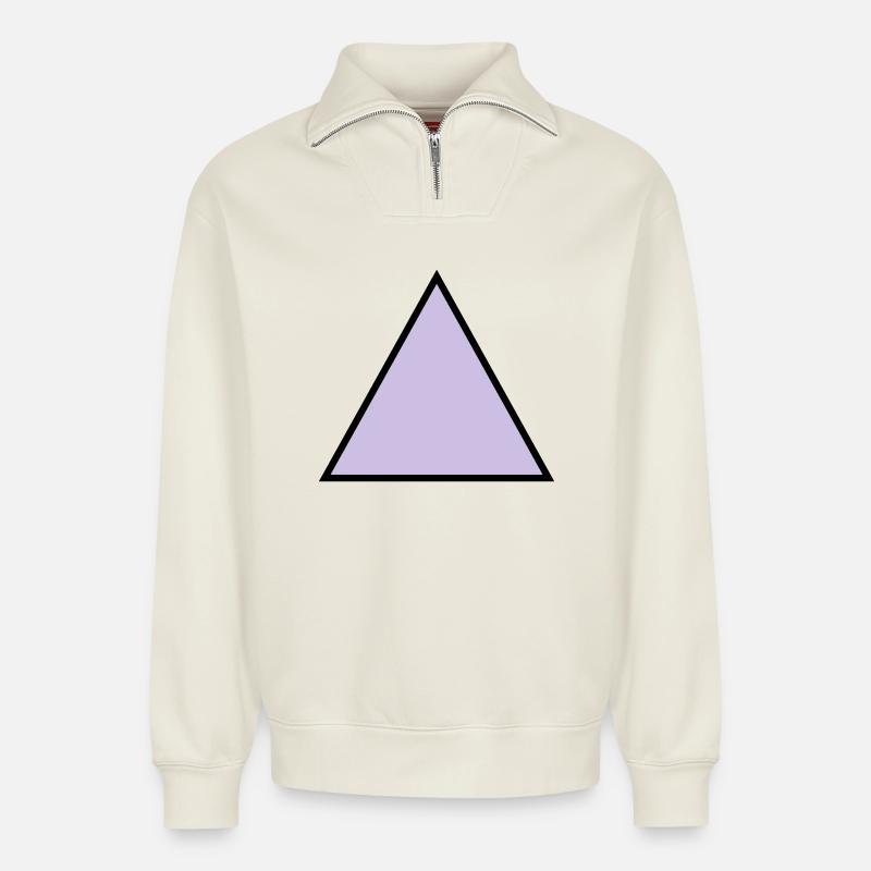 hipster triangle triangle shape - Relaxed Unisex Organic Half Zip Sweatshirt – by SPREAD - off white
