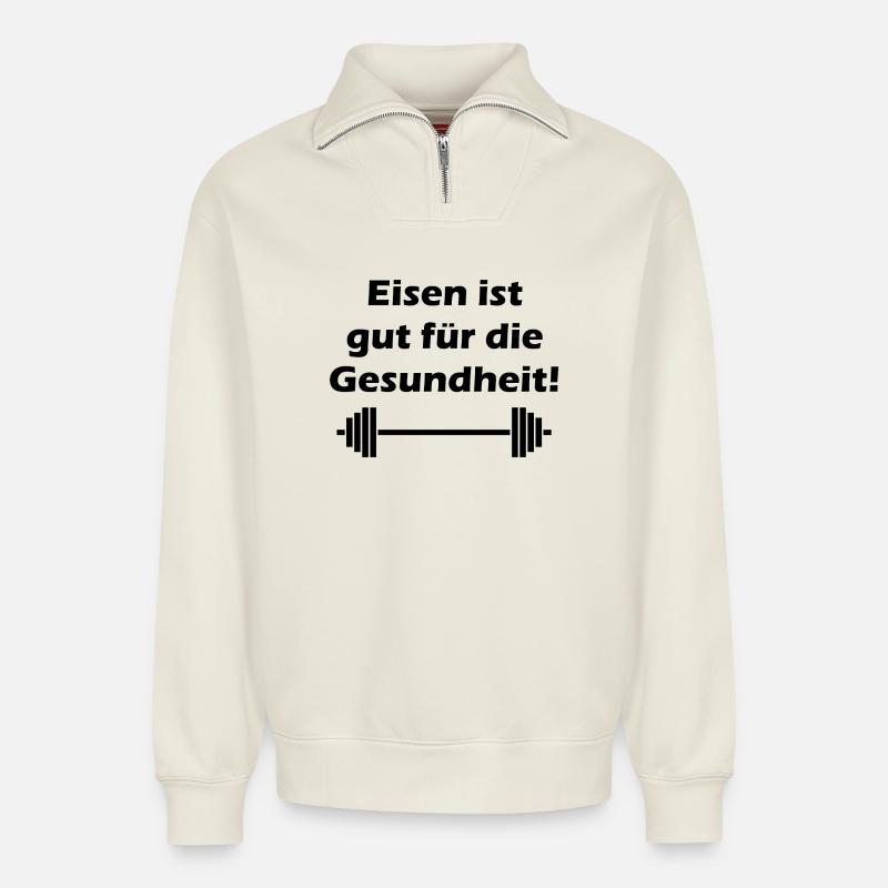 aptitude - Sweat unisexe décontracté en coton biologique à demi-zip – de SPREAD - blanc cassé