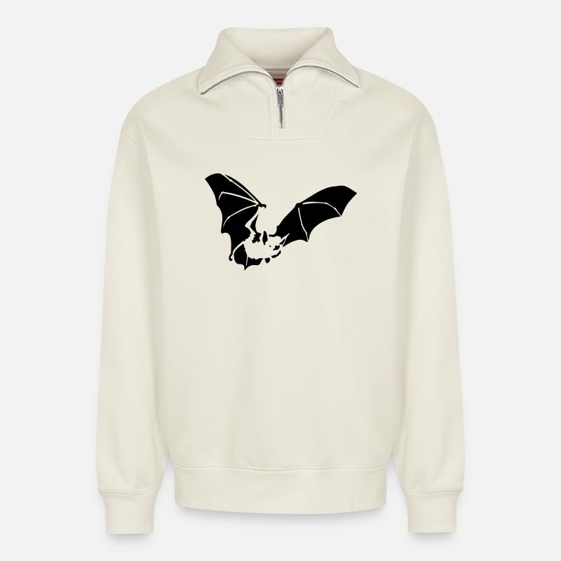Fledermaus - Relaxed Unisex Organic Half Zip Sweatshirt – von SPREAD - Naturweiß