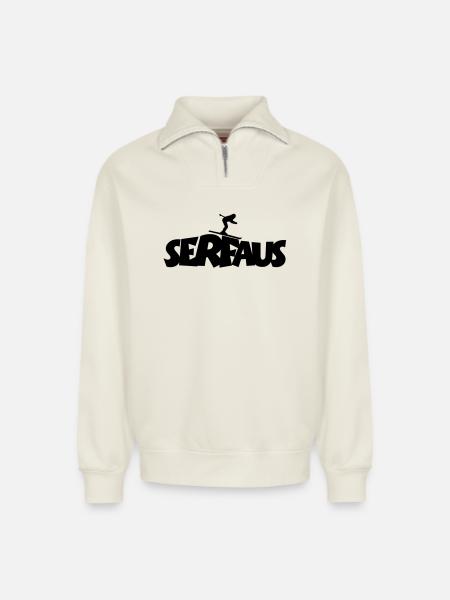 Serfaus Ski - Relaxed Unisex Organic Half Zip Sweatshirt – by SPREAD - off white