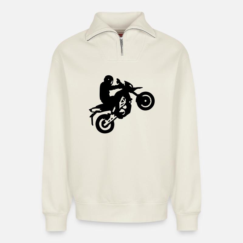 Motorrad - Relaxed Unisex Organic Half Zip Sweatshirt – von SPREAD - Naturweiß