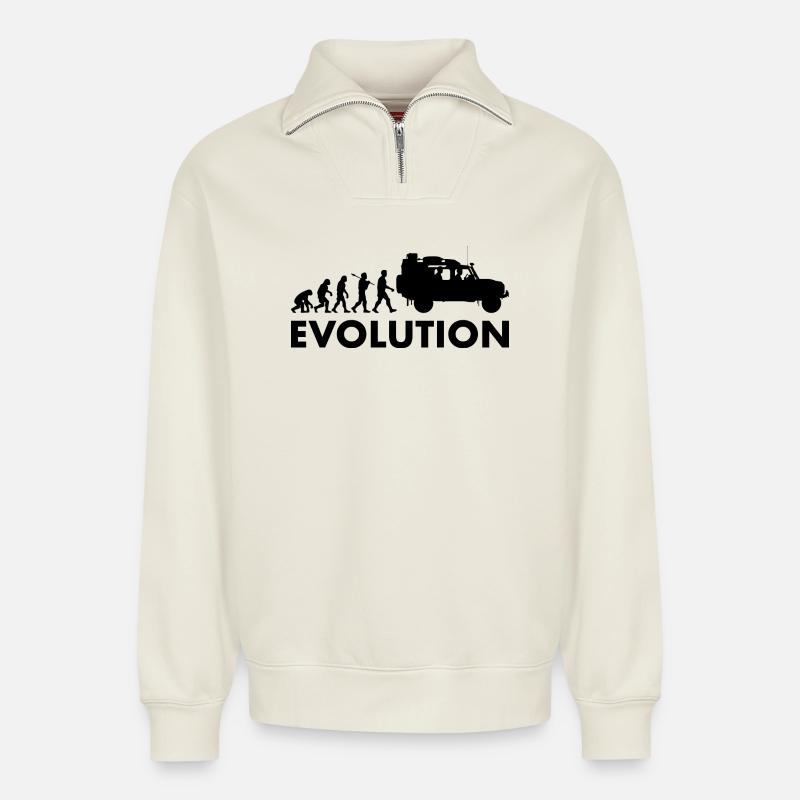 Defender 110 Offroad Evolution - Relaxed Unisex Organic Half Zip Sweatshirt – von SPREAD - Naturweiß
